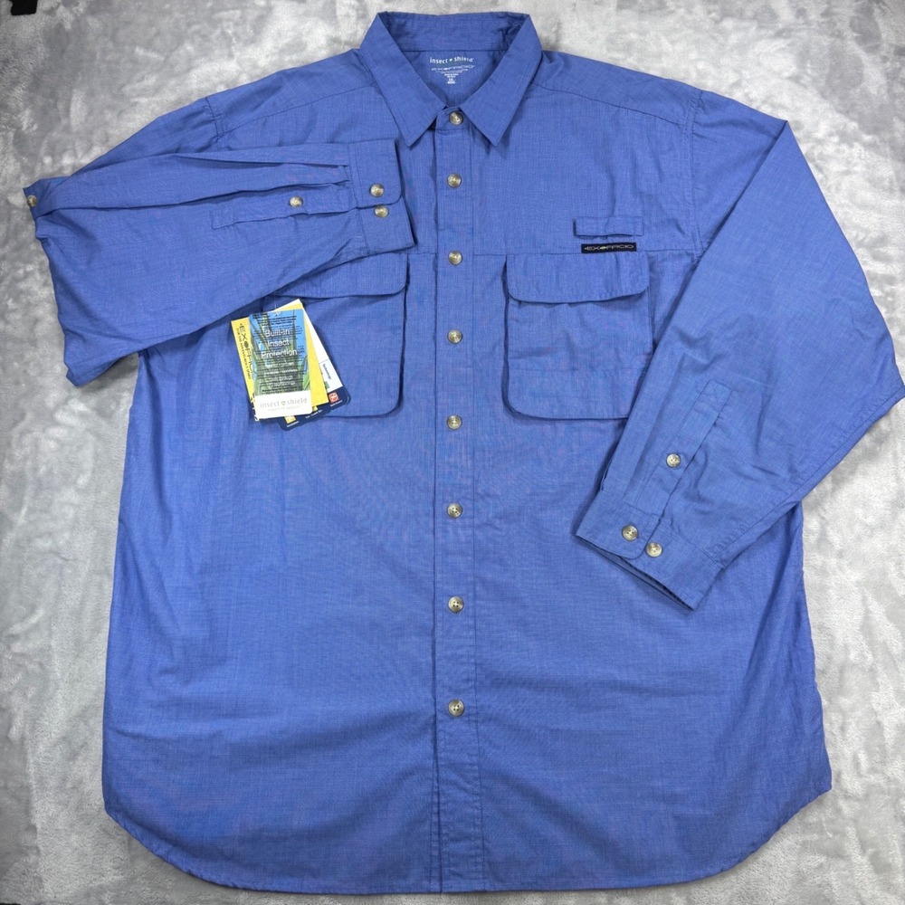 ExOfficio Bugsaway Baja Shirt Mens XXL Cobalt Blue Insect Shield NWT 1101-5130